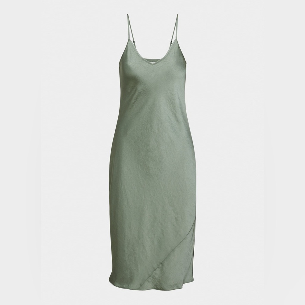 🆕Aritzia | Women’s Wilfred Only Slip Satin Midi Dress S Smoky Sage NWT